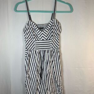 Express Sundress Womens XS Navy White Striped Sleeveless V-Neck Pockets
